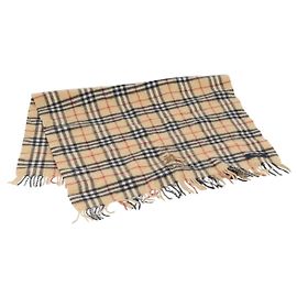 Cachecol BURBERRY Nova Check Lã Bege Auth mr3035