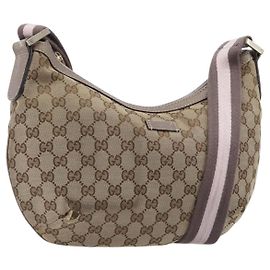 Borsa a tracolla GUCCI GG Canvas Sherry Line Beige Gold 181092 Auth ep15849
