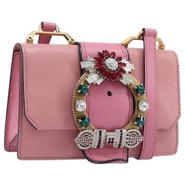 Borsa a tracolla Miu Miu Madras Bijoux in pelle Rosa Oro Auth ka6353V