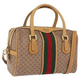 Borsa a mano GUCCI Micro GG Web Sherry Line PVC 2way Beige 002 58 4422 Auth mr2994