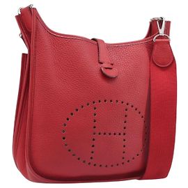 Hermès Sac à épaule HERMES Evelyn 2 PM Taurillon Clemence Red Silver Auth 203233V