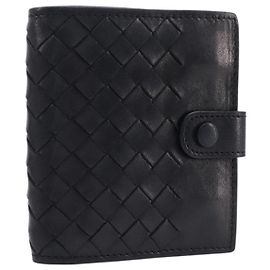 Portefeuille Compact BOTTEGA VENETA INTRECCIATO en Cuir Noir Authentique 206144A