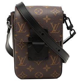 Black Louis Vuitton Monogram Macassar S Lock Vertical Wearable Crossbody