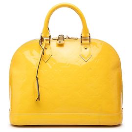 Yellow Louis Vuitton Monogram Vernis Alma PM Handbag