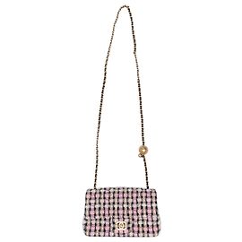 Sac Chanel Mini Tweed Flap Rose & Multicolore