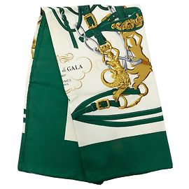 White Hermès Brides de Gala Silk Scarf 90 Scarves