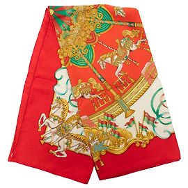 Pañuelo de seda Hermès Luna Park rojo 90 Scarves