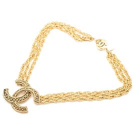 Chanel CC Gold Plated Deca Triple Link Chain Halskette
