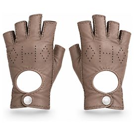 Hermès Gants de conduite sans doigts en cuir Taupe