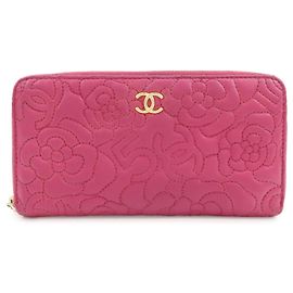 Chanel Zip Around Camellia Patent