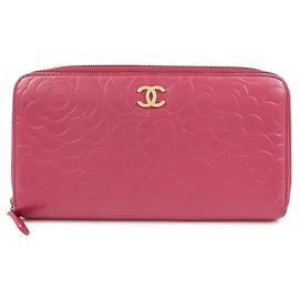 Chanel Zip Around Camellia Patent