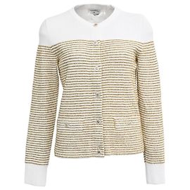 Chanel Strickcardigan weiß-gold gestreift