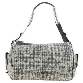 Chanel Vintage Camellia Flap Camera Quilted Tweed Large