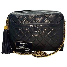 Chanel Vintage Camera Tassel Quilted Leather Large