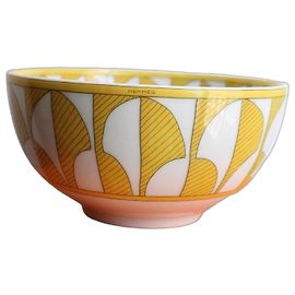Hermès Soleil d'Hermès Medium Porcelain Bowl Yellow White
