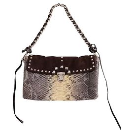 Mini mala Prada castanha em couro exótico