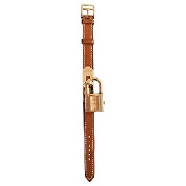 Orologio Hermès Kelly placcato oro camel