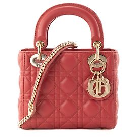 Autre Marque DIOR - Borsa a tracolla Lady Dior mini in pelle cannage rossa