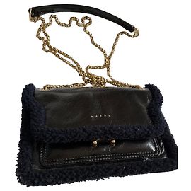 Bolso de piel Marni azul oscuro