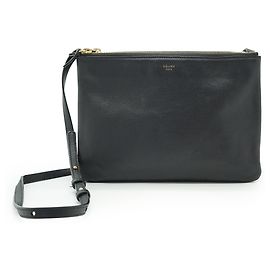 Céline Bolso Trio Large de hombro y bandolera en cuero negro