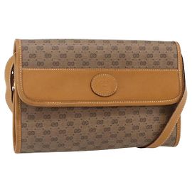 Bolsa de ombro GUCCI Micro GG Supreme em PVC bege e dourado 004 89 0265 Autêntica ki6121