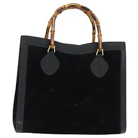 GUCCI Bambus-Tote-Bag, Wildleder, schwarz und gold 002 2853 0260 0 Authentifizierung ep11373