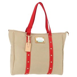 Bolso tote LOUIS VUITTON Antigua Hippo GM Beige Rojo M40032 LV Auténtico BA7007