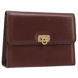 Salvatore Ferragamo Clutch-Tasche aus Leder Braun Gold
