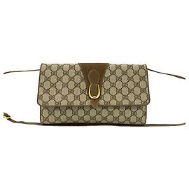 Bolsa de Ombro/Bolsa de Mão em Couro Gucci Vintage GG Supreme Logo