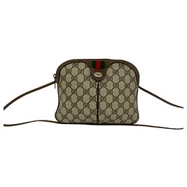 Gucci Vintage Sherry Line GG Logo Leder-Schultertasche