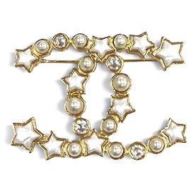 Broche Chanel Coco Mark de strass y perlas eco en forma de estrella