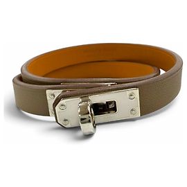 Hermès Pulsera Hermes Mini Kelly Double Tour en piel Etoupe Gray