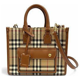 Mini bolso tote Freya de piel con estampado Nova Check Burberry