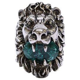 Anello Gucci Lion Head in vetro e cristalli