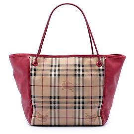 mala Burberry Beige Small Haymarket Check em lona revestida e pele de vitela Canterbury