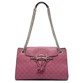 Borsa a tracolla Gucci Emily Large Guccissima Rosa