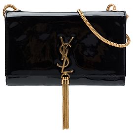 Autre Marque Saint Laurent Black Medium Patent Classic Monogram Kate Tassel Crossbody