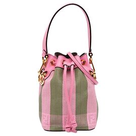 Fendi Pink Mini Pequin Raffia F is Fendi Mon Tresor Bucket Bag