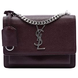 Autre Marque Saint Laurent Purple Small Grained Calfskin Monogram Sunset Crossbody