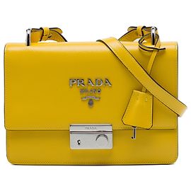 Prada Yellow Saffiano Lux Sound Lock Crossbody