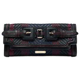 Burberry Black Prorsum Clutch aus geflochtenem Büffeleder und Baumwolle