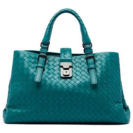 Bottega Veneta Sac Satchel Roma Small en Nappa Intrecciato Bleu