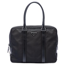 Prada Business-Tasche aus Tessuto mit Saffiano-Besatz in Schwarz