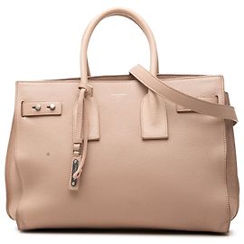 Autre Marque Saint Laurent Sac De Jour Satchel Small en cuir de veau grainé marron souple