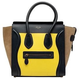 Céline Celine Yellow Micro Tricolor Calfskin and Suede Luggage Tote