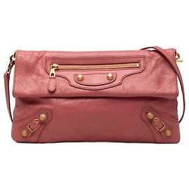 Clutch Envelope Balenciaga Giant 12 Motocross em pele de cordeiro rosa com alça