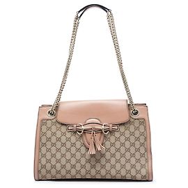 Gucci Emily Large Schultertasche aus beige GG Canvas