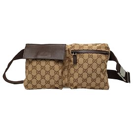 Gucci Gürteltasche aus beigem GG Canvas mit zwei Taschen