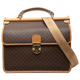 Céline Bolso Satchel Celine Brown Macadam Coated Canvas