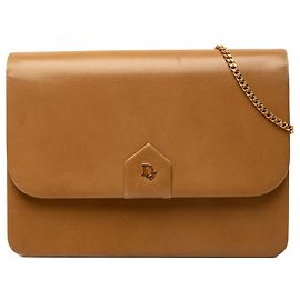 Autre Marque Dior Umhängetasche aus braunem Leder mit Kette